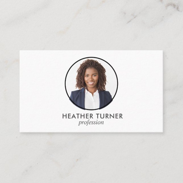 QR CODE eller Logotyp Professionell Headshot White Visitkort (Framsida)