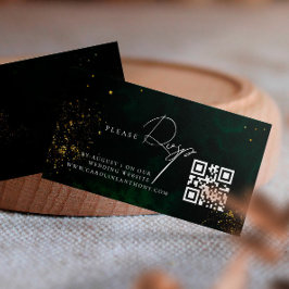 Qr Code Emerald Grönt Magic Guld Bröllop RVSP Tilläggskort