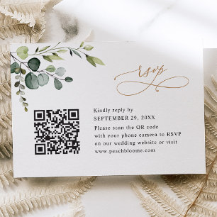 Qr Code Eucalyptus Greenery Guld Bröllop OSA Kort