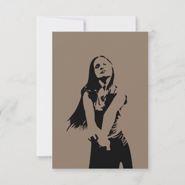 Qr Code Fashionable Black Dancing Girl Silhouette Kort (Framsida)