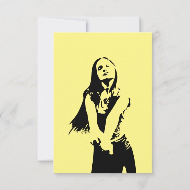Qr Code Fashionable Black Dancing Girl Silhouette Kort (Framsida)