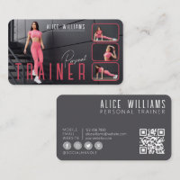 QR Code Fitness Rosa & Grått Personal Trainer Phot