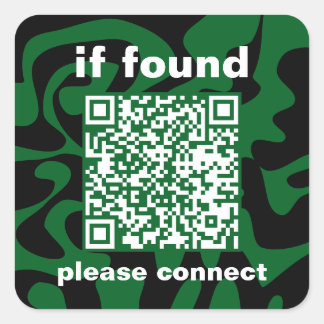QR Code forest green groovy lost found Fyrkantigt Klistermärke