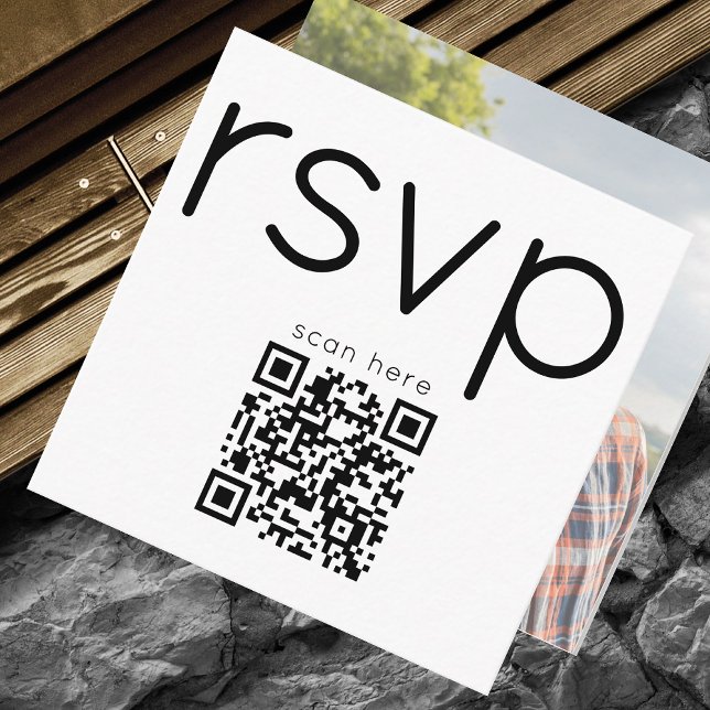 Qr Code Foto Bröllop Enkel Modern Elegant Rsvp  Tilläggskort (Skapare uppladdad)