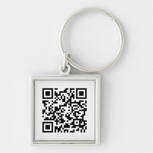 QR_Code Fyrkantig Silverfärgad Nyckelring (Framsidan)