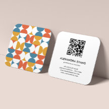 QR CODE Geometric blue orange gult MID CENTURY