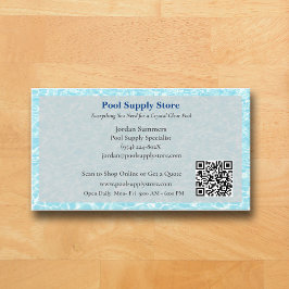 QR Code Grey Blue Swimming Pool Contractor Visitkort