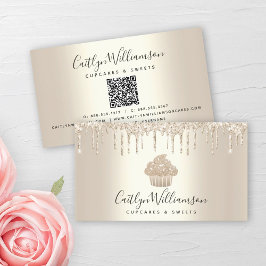 QR Code Guld Cuptårta Bakery Pastry Glitter Drives Visitkort