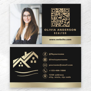 QR Code Guld House Black Real Gods Realtor Visitkort
