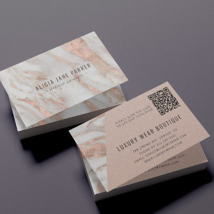 QR CODE guld marmorsten elegant ro Visitkort
