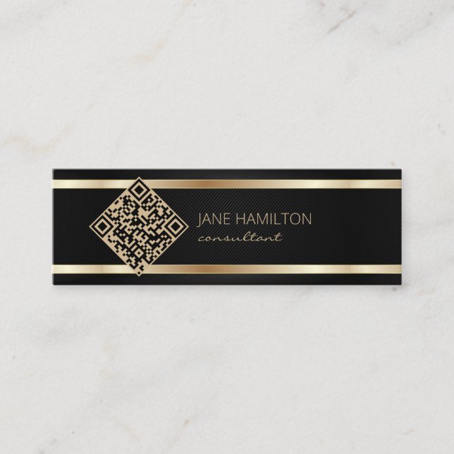 QR Code Guld Modern Consultant Mini Visitkort (Framsida)