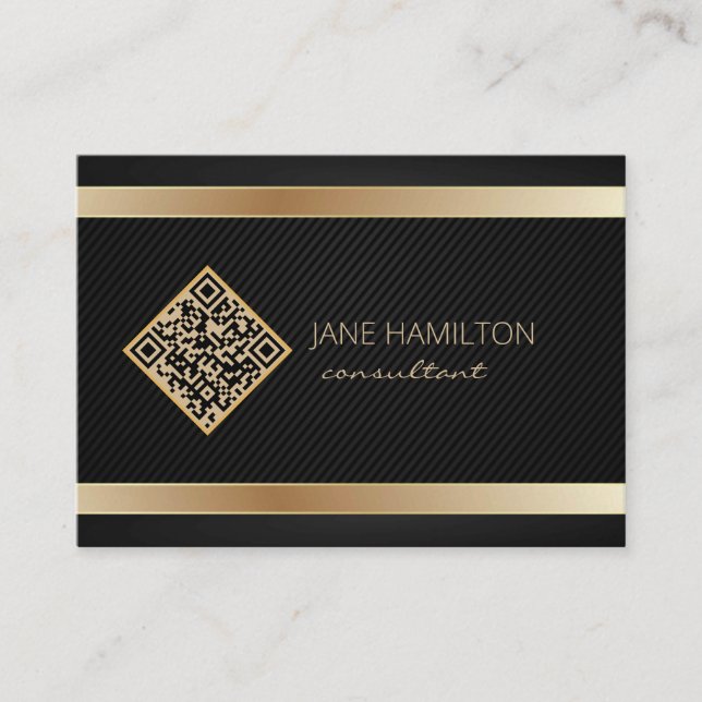 QR Code Guld Modern Consultant Visitkort (Framsida)