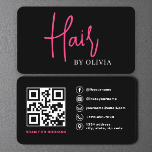 QR Code Hairdresser Modern Typografi Visitkort