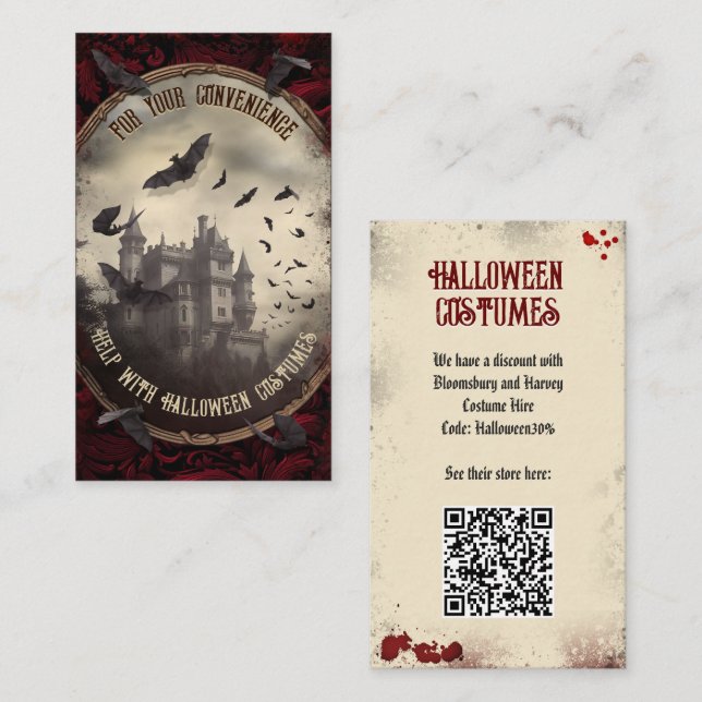 QR Code Halloween Costume webbplats Dracula Castle Tilläggskort (Fram/baksida)