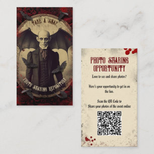 QR Code Halloween Photo Sharing Vintage Dracula Tilläggskort