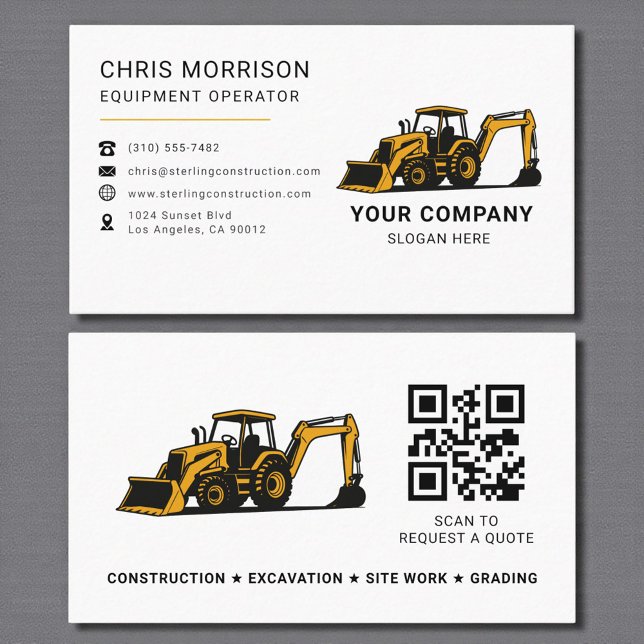 QR Code Heavy Equipment Construction Company Visitkort (Skapare uppladdad)