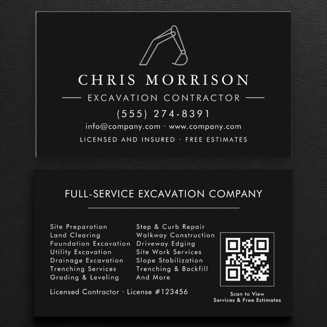 QR Code Heavy Equipment Excavation Operator  Visitkort (Skapare uppladdad)