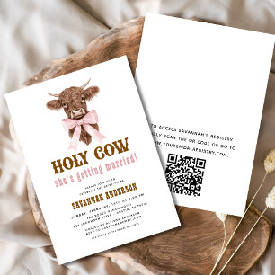 QR Code Heliga Cow Western Cowgirl-Möhippa Inbjudningar