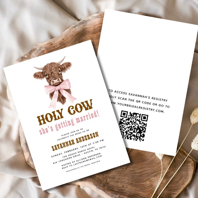 QR Code Heliga Cow Western Cowgirl-Möhippa Inbjudningar (Skapare uppladdad)
