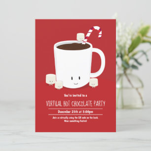 QR Code Hett Chocolate Virtuell jul Party Inbjudningar