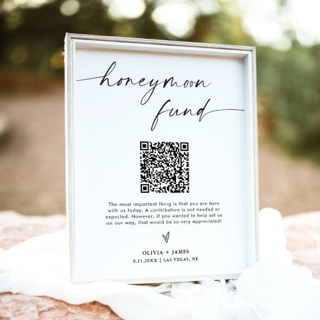 QR Code Honeymoon Fund Sign, Honeymoon Fund Sign Poster (Skapare uppladdad)