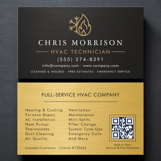 QR Code HVAC Specialist Heating and Air Visitkort (Skapare uppladdad)
