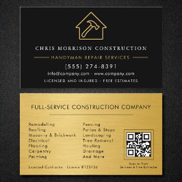 QR Code Industrial Black Gold Handyman  Visitkort
