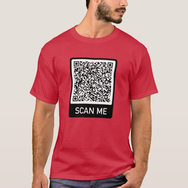 QR Code Info Scan Me-Personligen Funny T-Shirt (Framsida)