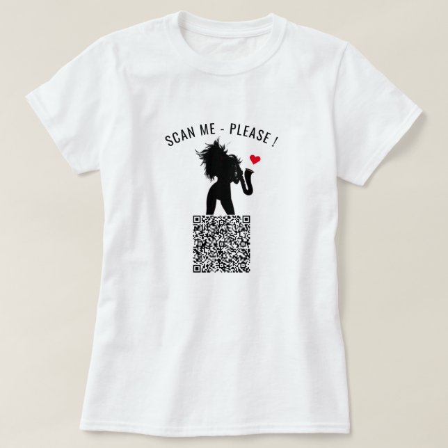 QR Code Info Scan Me-Personligen Funny T-Shirt (Design framsida)