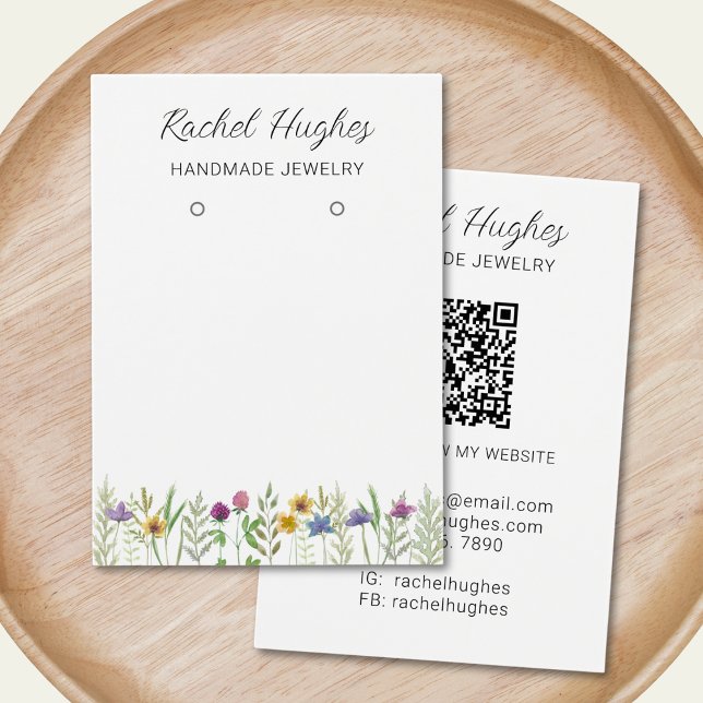 QR Code Jewelry Floral Earrings Display Card Visitkort (Skapare uppladdad)