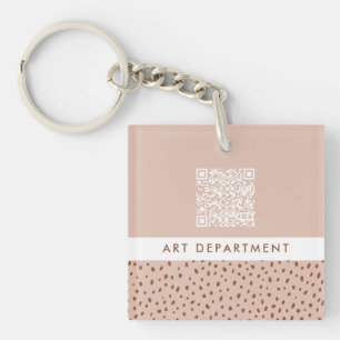 QR CODE-kontor, beige & brun boho-punkter