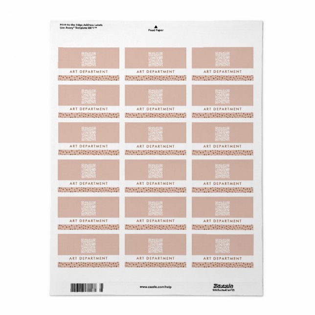 QR CODE-kontor, beige & brun boho-punkter Adressetikett (Helt Ark)