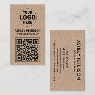 QR Code Kraft Papper Social Media Anpassningsbar Visitkort