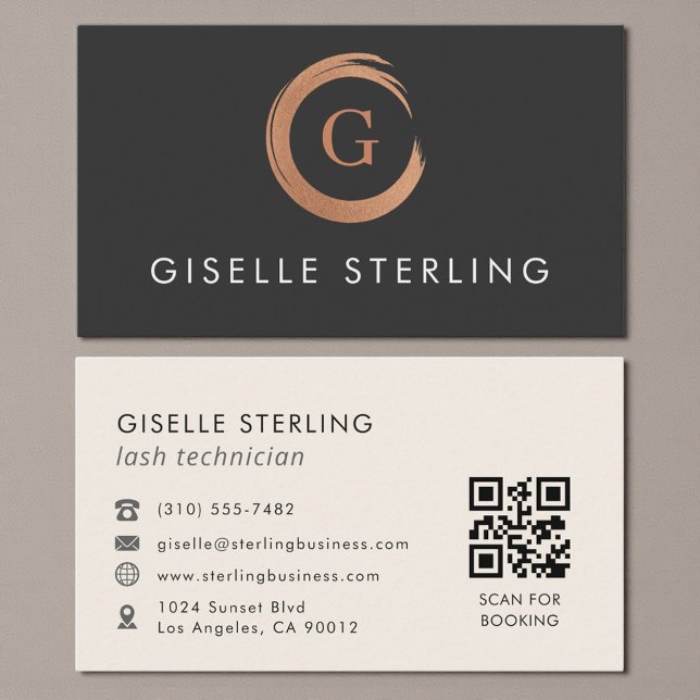 QR Code Lash Technician Modern Minimalist Visitkort (Skapare uppladdad)