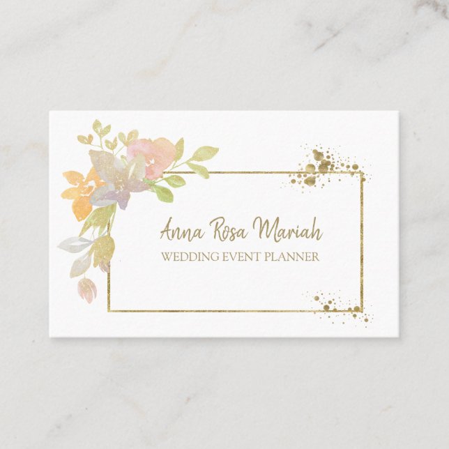 *~* QR CODE Lavender Elegant Glitter Flower Visitkort (Framsida)