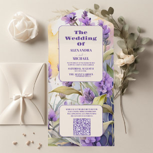 QR Code Lavender Lila Blommigt Elegant bröllop
