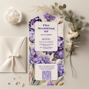 QR Code Lavender Lila Blommigt Elegant bröllop