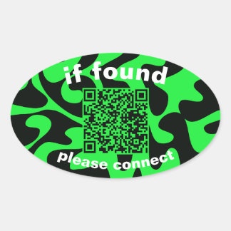 QR Code lime green cute lost found Ovalt Klistermärke