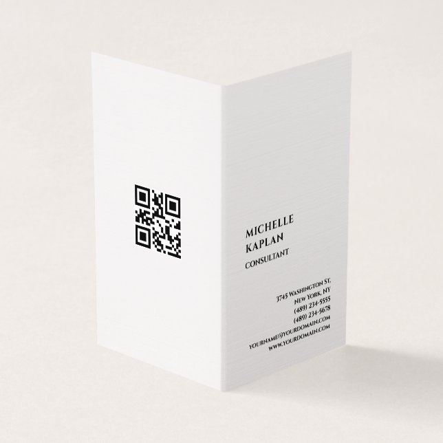 QR Code Linen Modern Professional Exclusive Visitkort (Utsida)