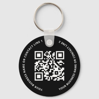 QR Code Logo Business Black Nyckelring