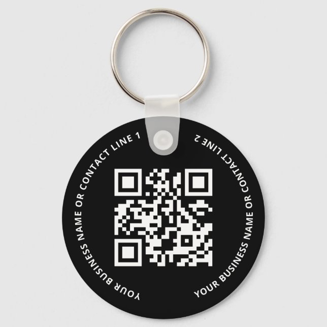 QR Code Logo Business Black Nyckelring (Framsida)