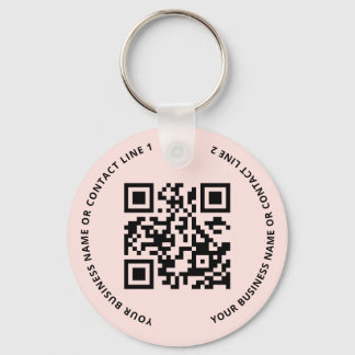 QR Code Logo Business Blush Pink Nyckelring