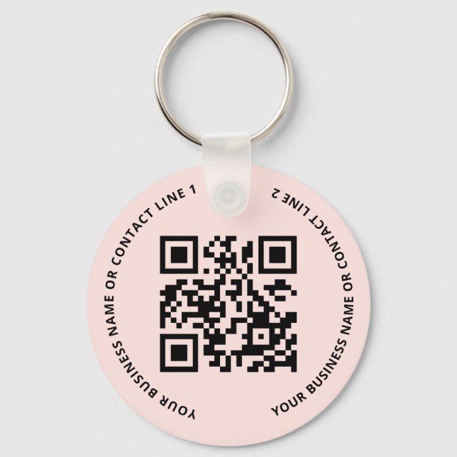 QR Code Logo Business Blush Pink Nyckelring (Framsida)