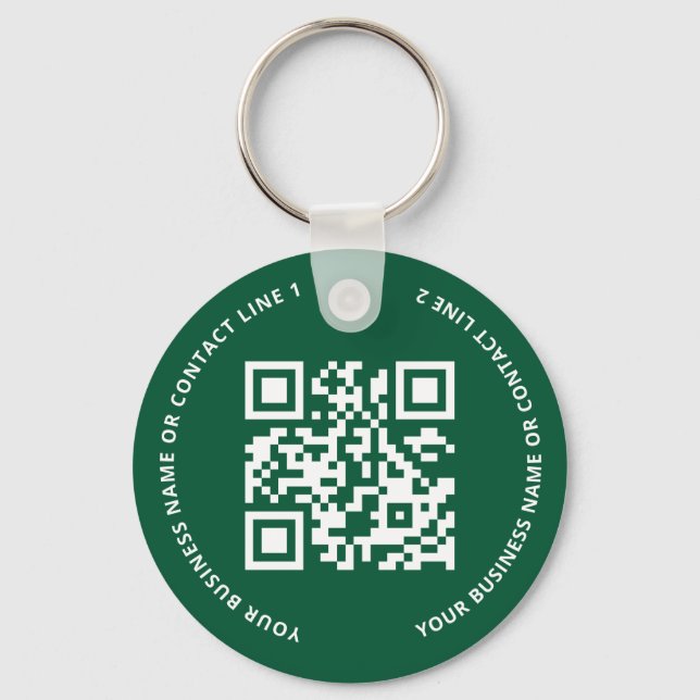 QR Code Logo Business Green Nyckelring (Framsida)