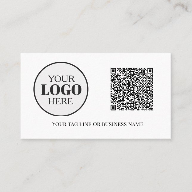 QR Code Logotyp Black White Modern Visitkort (Framsida)