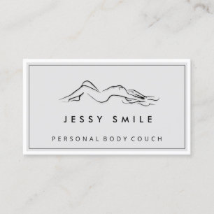QR CODE Logotyp Body Sculpting Massage Care Grått Visitkort