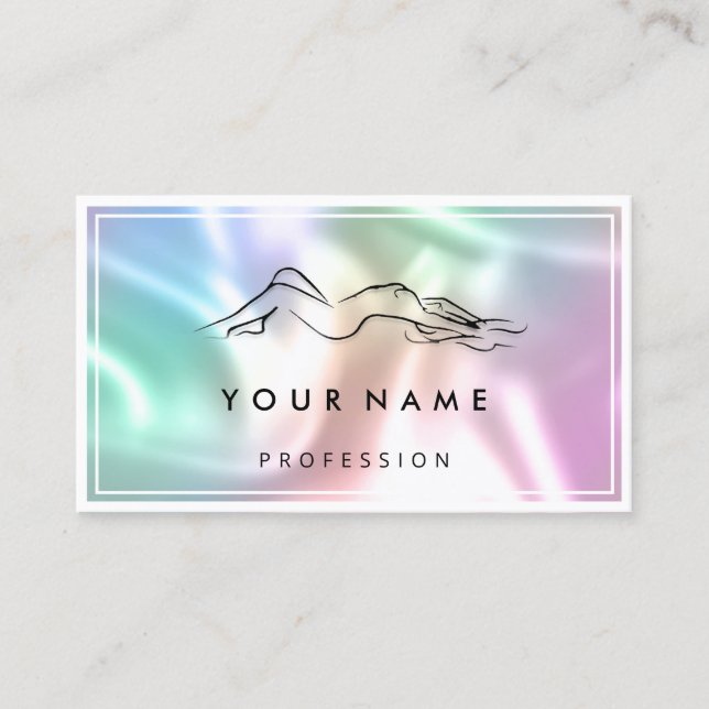 QR CODE Logotyp Body Sculpting Massage Care Hologr Visitkort (Framsida)