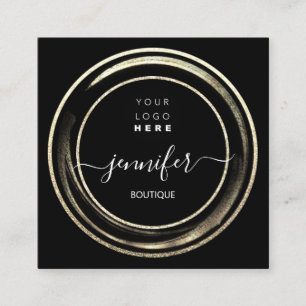 QR Code Logotyp Glitter Guld Blac Shop Boutique Fyrkantigt Visitkort