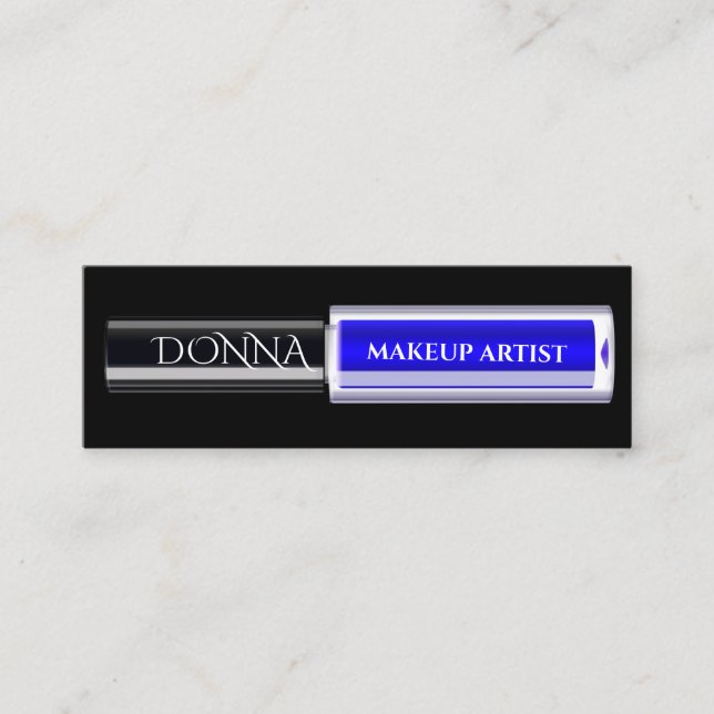 QR Code Logotyp Makeup Blue Lipstick Cosmetics Mini Visitkort (Framsida)