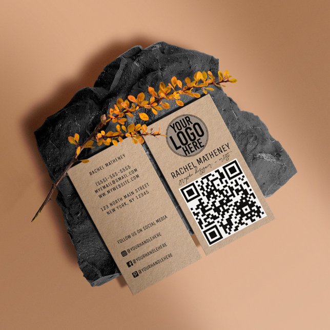 QR Code Logotyp Modern Kraft Simple Professionell Visitkort (Skapare uppladdad)